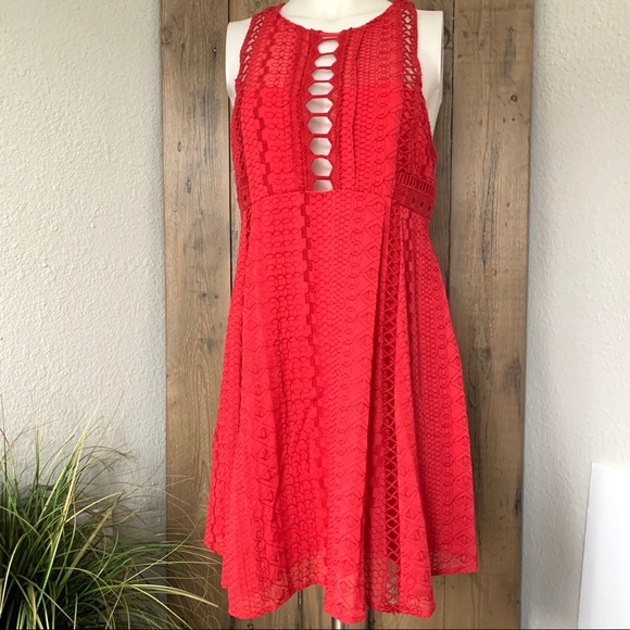 Free People Wherever You Go Red Mini Dress - Sz 8 - Picture 8 of 16